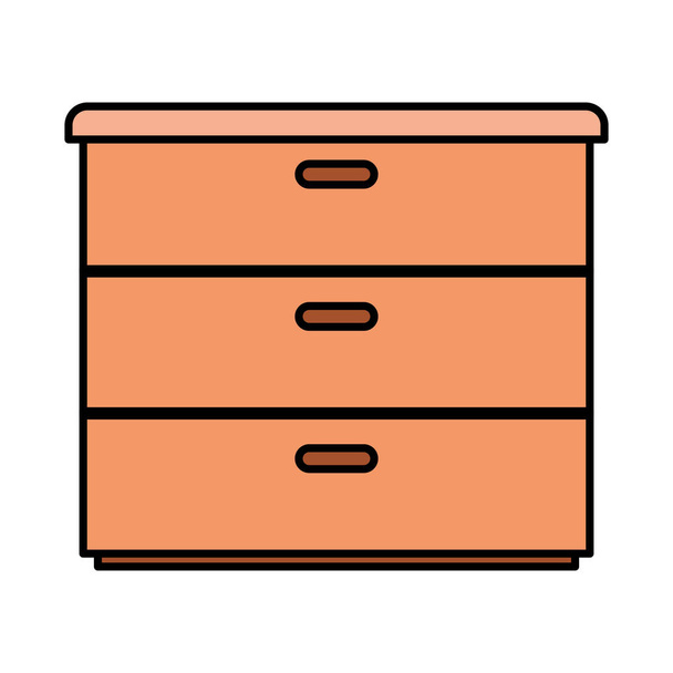 wooden drawer isolated icon - Vector, Image