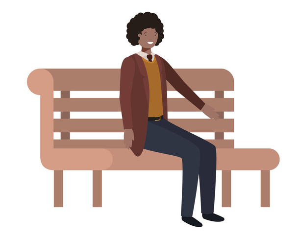 businessman sitting in park chair avatar character - Vector, Image