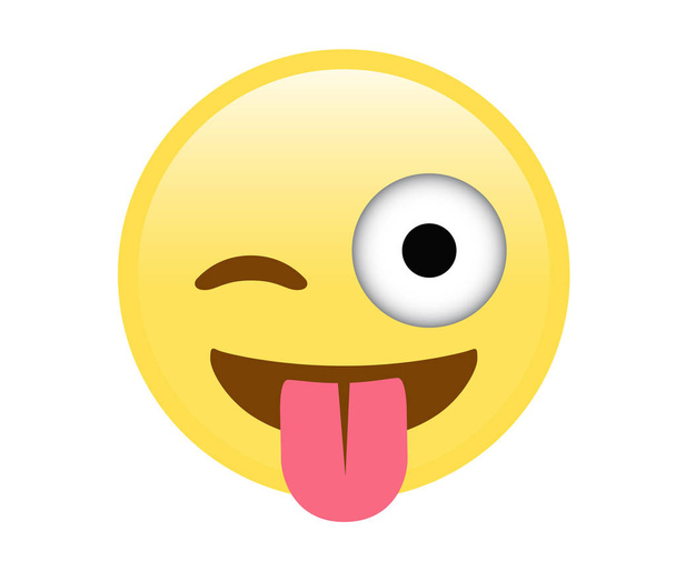Vektorová žlutá emotikony s jazykem, ikona mrknutí oka - Vektor, obrázek