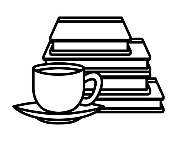 cup of coffee with books isolated icon - Vector, Image