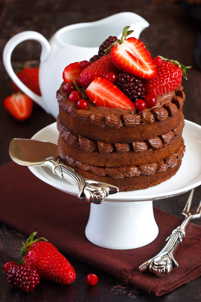 チョコレート ケーキ. - 写真・画像