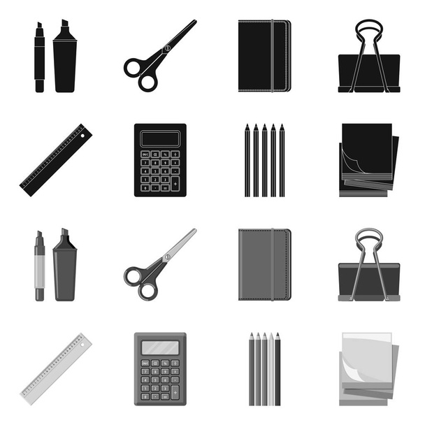 Isolated object of office and supply logo. Collection of office and school vector icon for stock. - Vector, Image