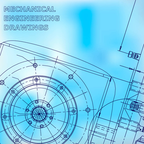 Počítačový systém designu. Plán, schéma, náčrt. Modrý pozadí. Mechanické. Průmyslu. Firemní identita - Vektor, obrázek