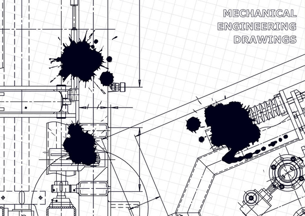 Technical abstract backgrounds. Black Ink. Blots. Mechanical instrument making - Vector, Image