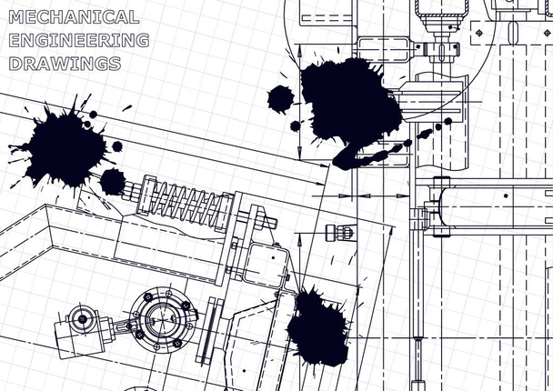 Mechanical engineering drawing. Machine-building industry. Instrument-making drawings. Black Ink. Blots. Technical - Vector, Image