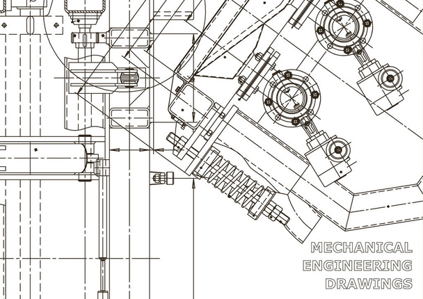 ベクトルエンジニアリングイラストレーション。機械工学図面。楽器作りの図面。コンピュータ支援設計システム - ベクター画像