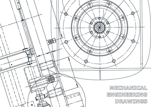 Banner vectorial. Dibujos. Fabricación de instrumentos mecánicos. Fondo abstracto técnico
 - Vector, imagen