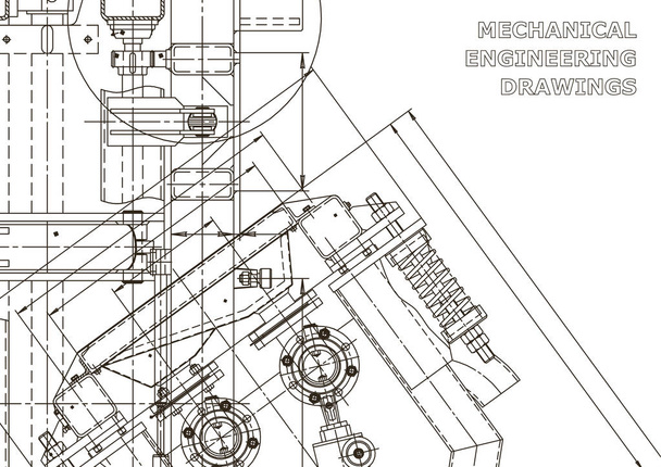 Mechanical engineering drawing. Machine-building industry. Instrument-making drawings. Computer aided design systems. Technical illustrations, backgrounds. Blueprint, diagram, plan - Vector, Image