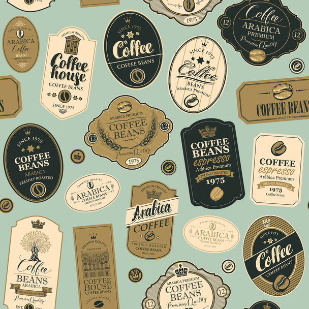 Vektor nahtlose Muster mit verschiedenen Kaffee-Etiketten - Vektor, Bild