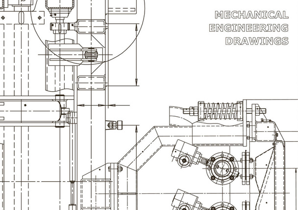 Machine-building industry. Instrument-making drawings. Computer aided design systems. Technical illustrations, backgrounds. Mechanical engineering drawing. Blueprint, diagram, plan, sketch - Vector, Image