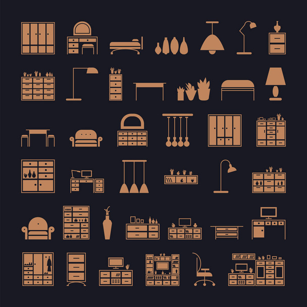 Conjunto de iconos de muebles.  - Vector, imagen