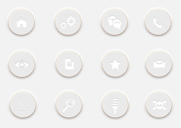 White computer Icons on round buttons - Vetor, Imagem
