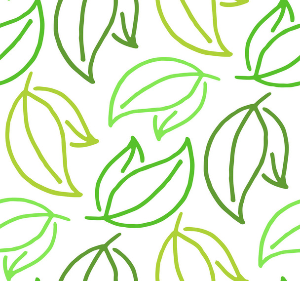 Leaf color hand drawn doodle pattern background - Vector, Imagen
