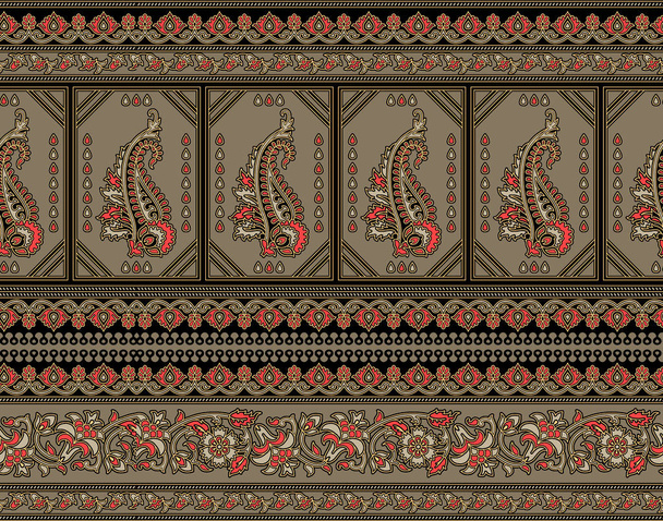 Seamless traditional indian textile paisley border - Photo, Image
