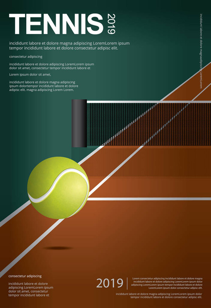 Tenis Şampiyonası Poster Vektörü illüstrasyonu - Vektör, Görsel