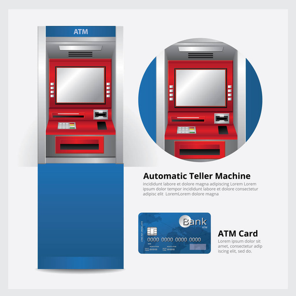ATM Automatic Teller Machine com ilustração de vetor de cartão ATM
  - Vetor, Imagem