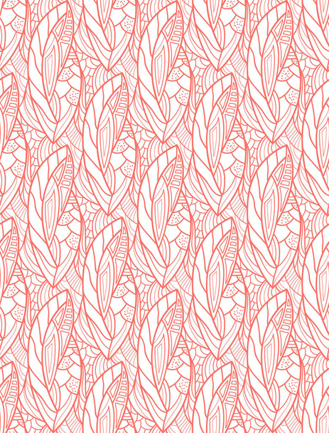 Seamless floral pattern. Fabric leaf texture. Living coral color.  Vector illustration. - Vector, Image