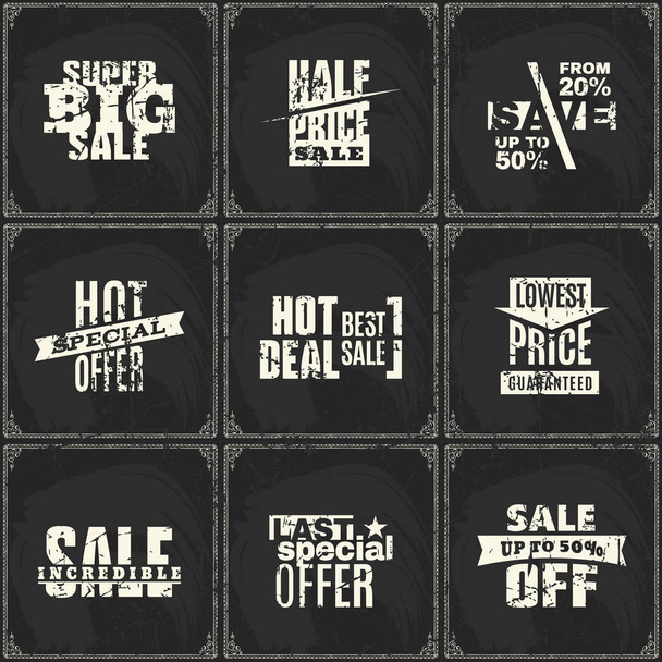 Sale logo offer design on blackboard background - Вектор, зображення