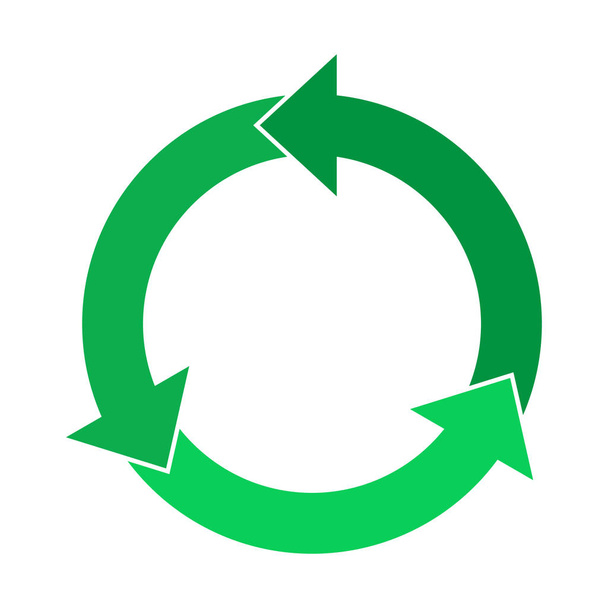Recycling-Zeichen, Kreis Pfeile Infografik Vorlage Tortendiagramme. - Vektor, Bild