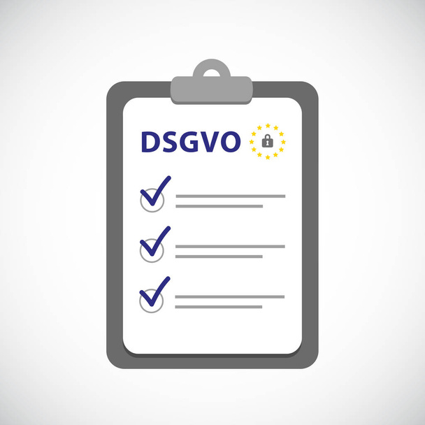 Контрольный список DSGVO ЕС в буфере обмена
 - Вектор,изображение