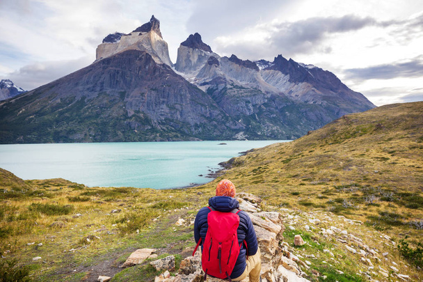 トレス・デル・パイネ国立公園の美しい山の風景, チリ. - 写真・画像