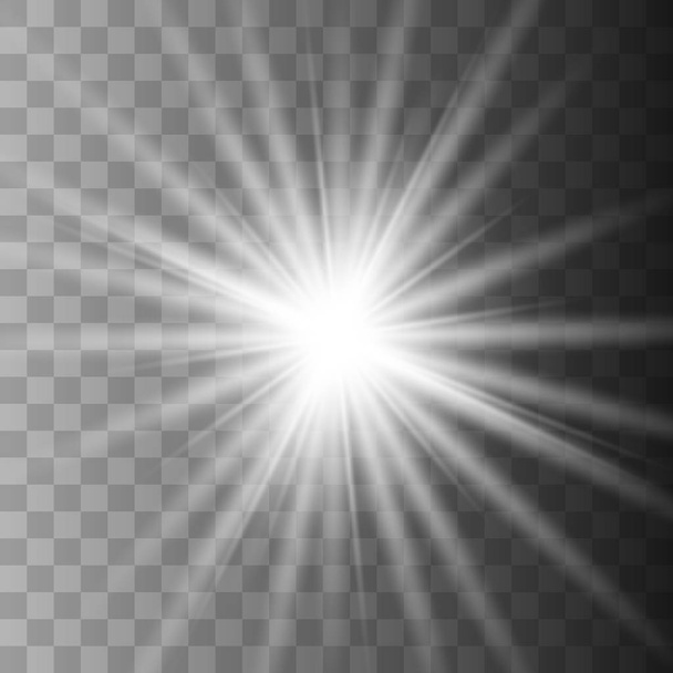 Αστέρι λευκό εκρήγνυται σε διαφανές φόντο. - Διάνυσμα, εικόνα