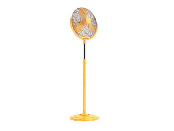 Ventilador eléctrico naranja a pie para sala de enfriamiento 3d render en blanco
  - Foto, imagen