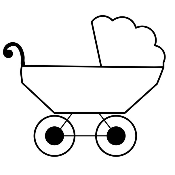 Baby carriage stroller. Flat design style icon. Pink baby`s pram. Child transport. Vector illustration for child`s born card - Vector, Image