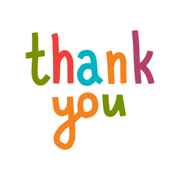 Thank you hand drawn lettering cartoon style with colorful letters - Vecteur, image