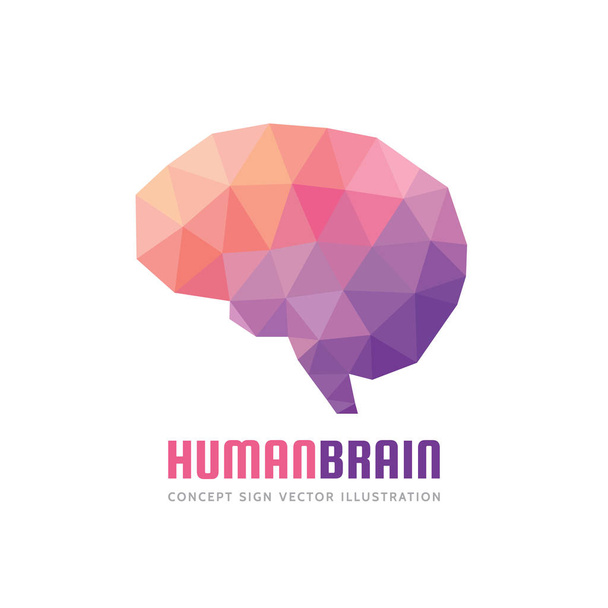 Abstract Human Brain-Business vector logo template concept illustratie. Creatief idee te ondertekenen. Veelhoekige geometrische structuur. Mind onderwijs symbool. Driehoek ontwerpelement.  - Vector, afbeelding