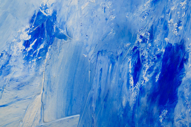 Artistic abstract oil white and blue painted background. Texture, backdrop. - Fotoğraf, Görsel