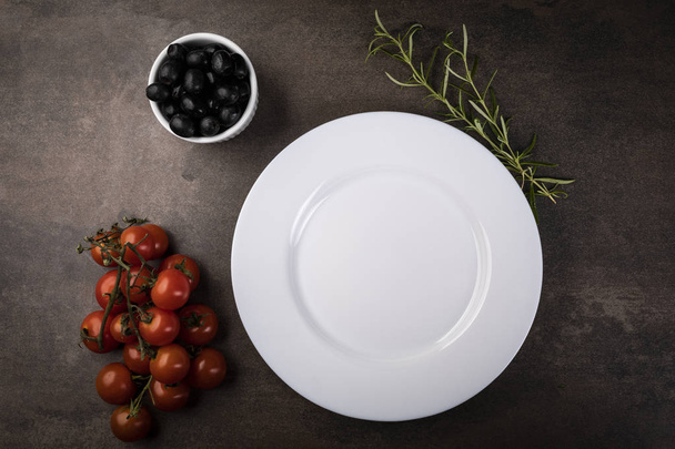White plate, table setting for a meal. - Фото, зображення