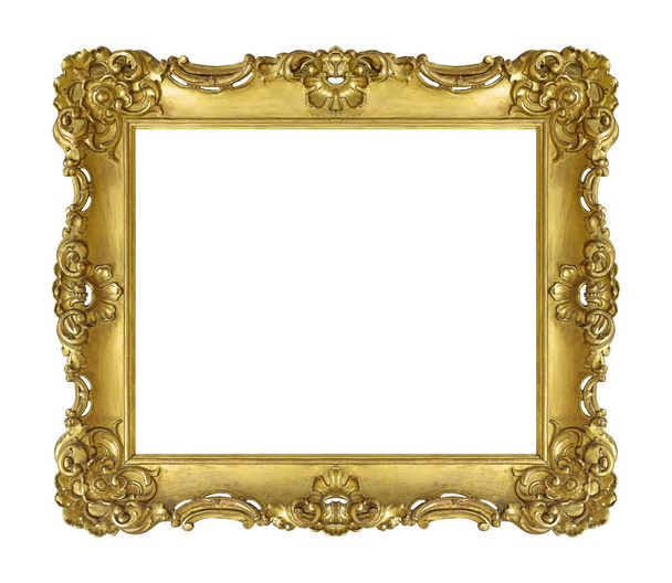 Χρυσό πλαίσιο για πίνακες, καθρέφτες ή φωτογραφία που απομονώνονται σε λευκό φόντο. Στοιχείο σχεδιασμού με διαδρομή αποκοπής - Φωτογραφία, εικόνα