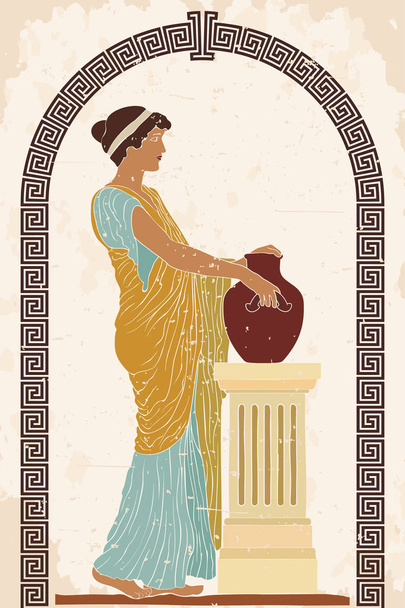 Antik Yunan kadını. - Vektör, Görsel