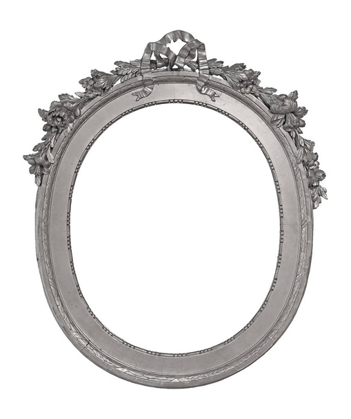 Moldura de prata para pinturas, espelhos ou fotos isoladas em fundo branco. Elemento de design com caminho de recorte - Foto, Imagem