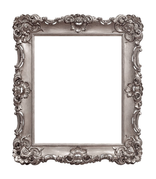 Ezüst keret festmények, tükrök vagy fotó elszigetelt fehér alapon. Tervezési elem vágási útvonallal - Fotó, kép