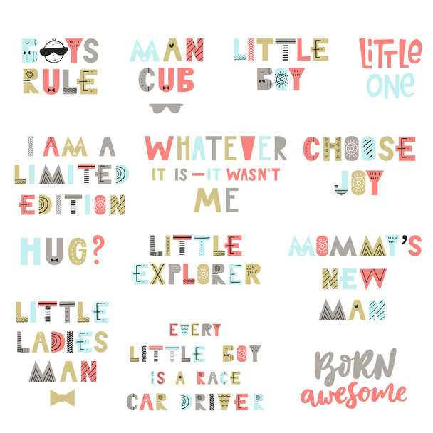 Big kids collection of lettering phrases. Vector illustration - Vector, Image