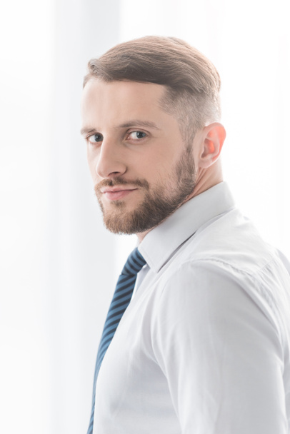 handsome and successful bearded man looking at camera at home - Fotografie, Obrázek
