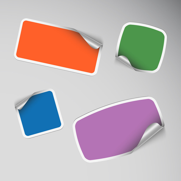 Set of colored blank rectangle stickers - Vector, Image