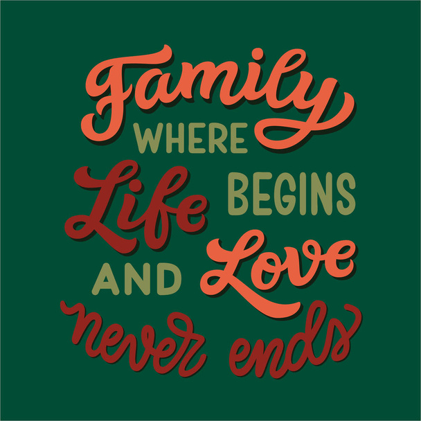 Family where life begins and love never ends - Vector, Image