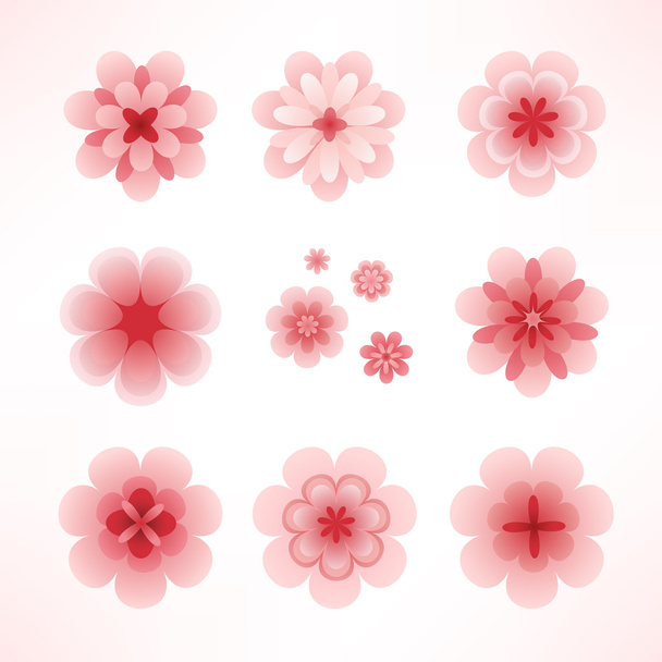 ピンクの桜の花セット - ベクター画像