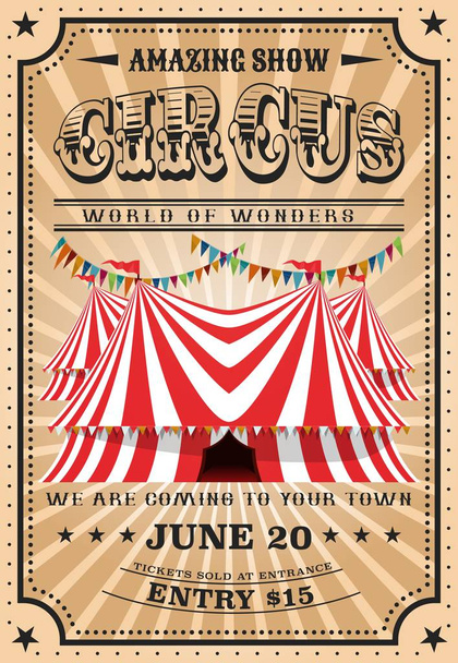 Bit top circus tent, vintage funfair show - Vector, Image