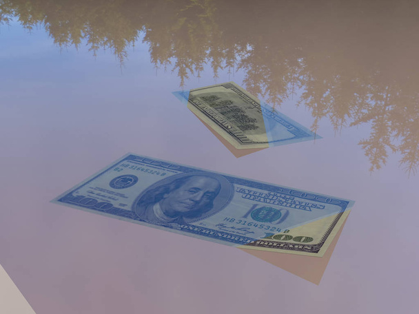 money in the water 3d rendering - Foto, imagen