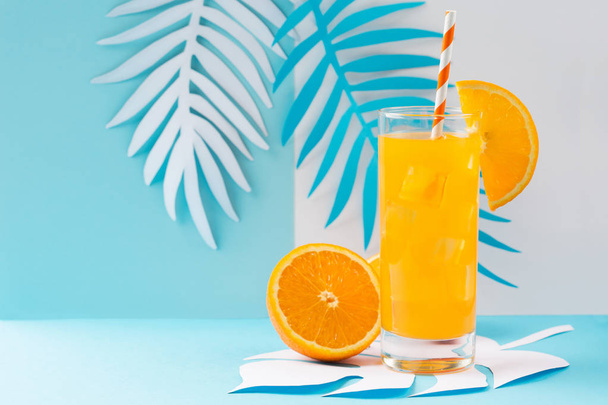 Orange juice in glass and fresh fruits - Photo, Image