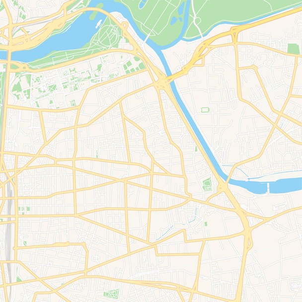 Villeurbanne, Fransa yazdırılabilir harita - Vektör, Görsel