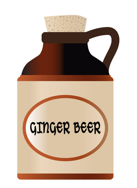 Μπουκάλι πέτρα μπύρας με φελλό και λογότυπο - Διάνυσμα, εικόνα