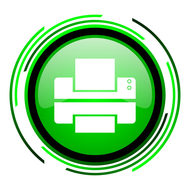 printer green circle glossy icon - Φωτογραφία, εικόνα
