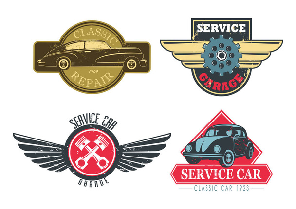 Vintage or retro signs for car repair services - Вектор,изображение