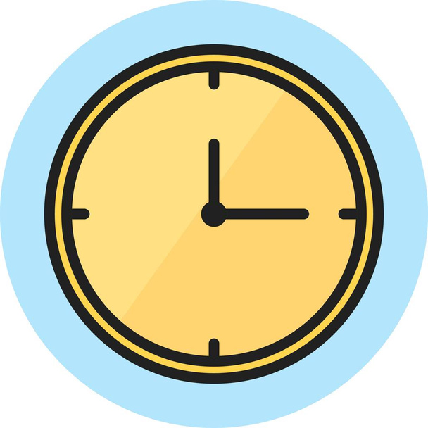 Clock Line Filled Icon - Vector, Image