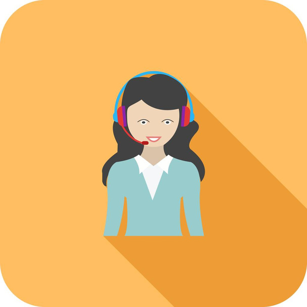 Call Centre Flat Long Shadow Icon - Vector, Image